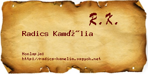 Radics Kamélia névjegykártya
